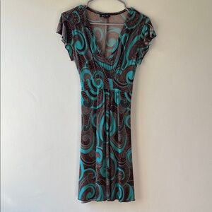 Love Tease Teal and Brown Swirl Mini Dress